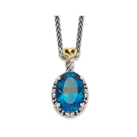 6.66 Carat (ctw) London Blue Topaz Pendant Necklace in Sterling Silver with Chai
